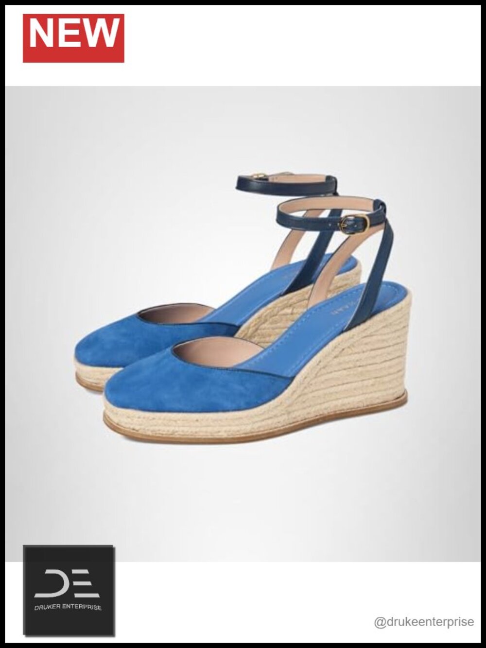 Cole Haan Suede Espadrille Wedge Sandals Ankle Strap Lightweight